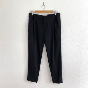 Everlane Black 100% Wool Pleated Cropped Trouser Pant Tapered Minimalist Size 4